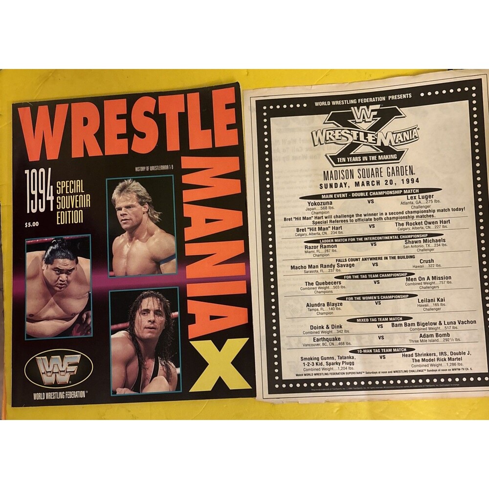 WWF Wrestlemania 10 X Program & Lineup World Wrestling Federation Magazine WWE